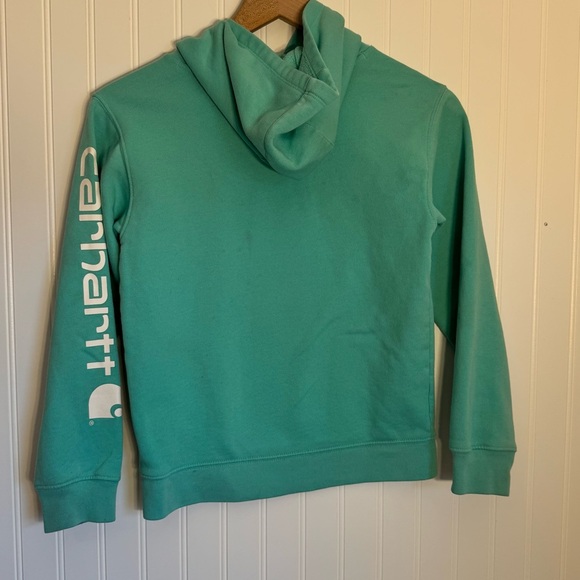Carhartt Girl’s Teal Hooded Sweatshirt with Front Pocket Size Small (8) - Picture 8 of 13
